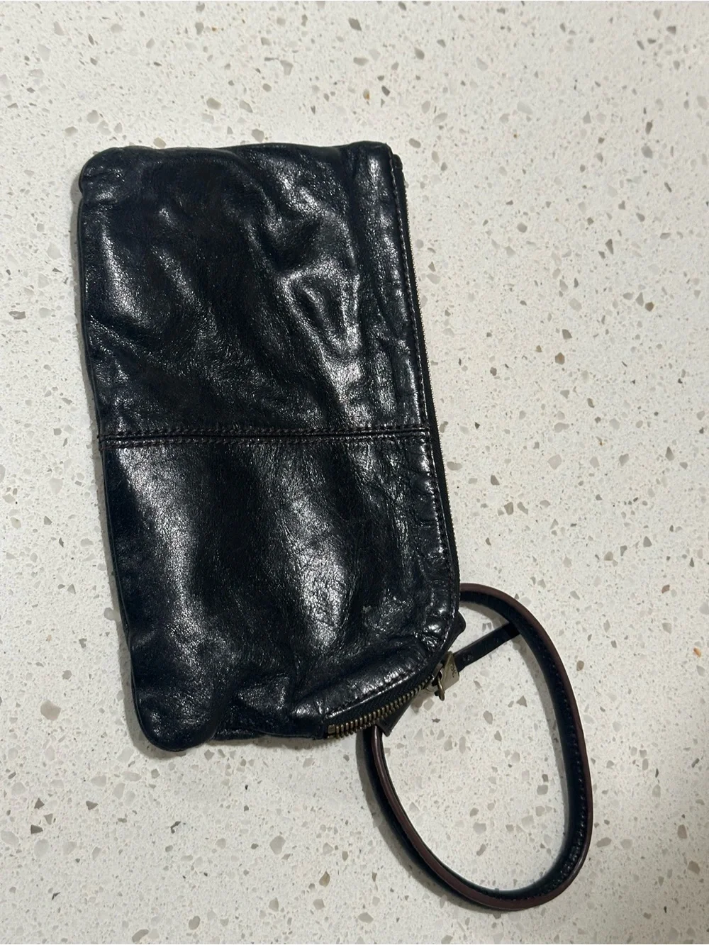 HOBO Black 100% Leather Wristlet Pouch Wallet